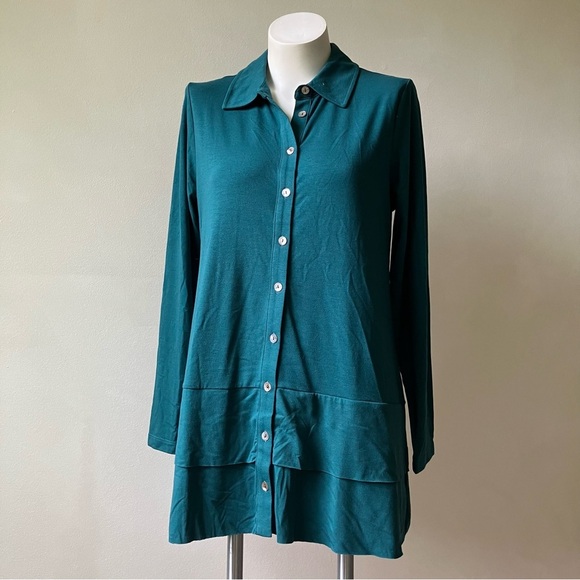 Soft Surroundings | Button Down Peplum Tunic Top - Picture 1 of 4